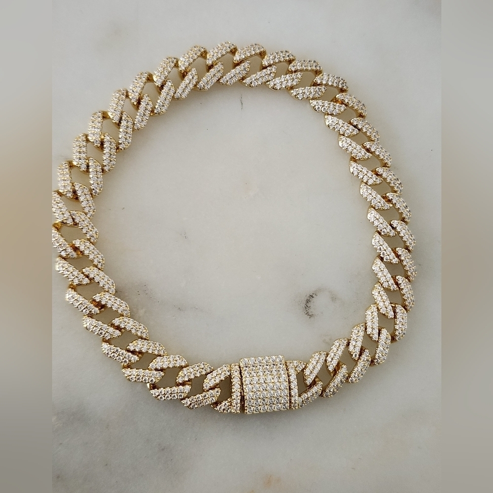 Men’s Iced Miami Cuban Link Bracelet Gold Plated CZ Hip Hop 10mm 8.5”